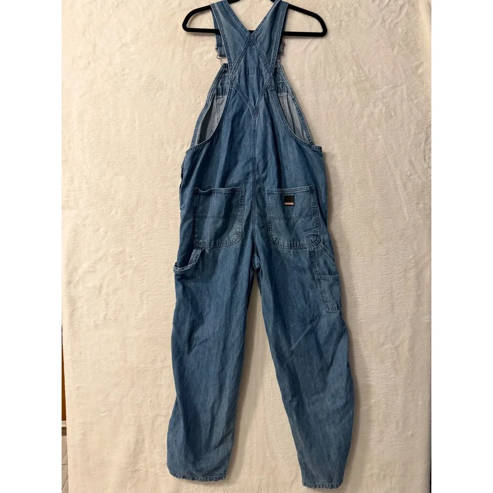 Craftsman‎ Mens Denim Bib Overalls Medium Wash Blue Cotton Workwear 34x32